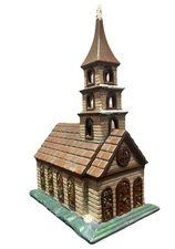 1979 Vtg Byron Mold Village Church Town Hall Stained Glass Windows Hand Painted