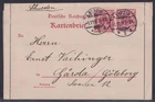 78468) Leipzig 1897 card cover first day with ZuF to Gothenburg Sweden