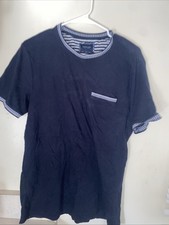 Men Dress Up Shirt Navy Blue Size Large