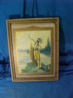 1926 INDIAN MAIDEN " GUIDING LIGHT " Framed Litho PRINT by BERTRAM BASABE