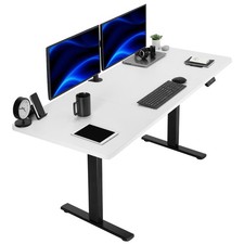 VIVO Electric 71” x 30” Stand Up Desk Workstation, White Table Top, Black Frame