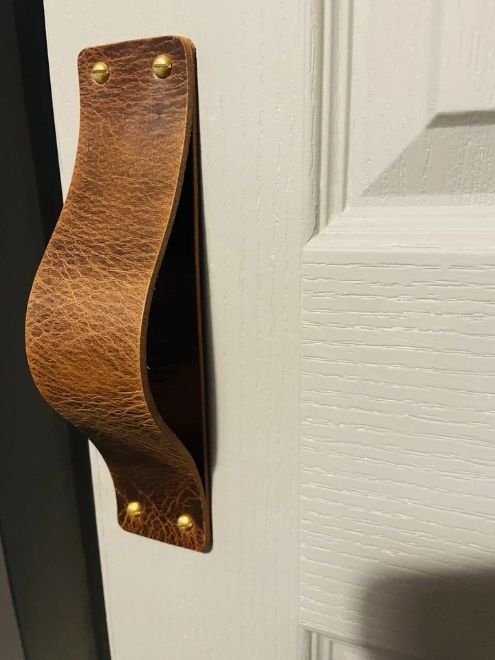 Thick Leather door handle leather genuine leather. Direct Screw In. Barn Door. - Image 2 of 4