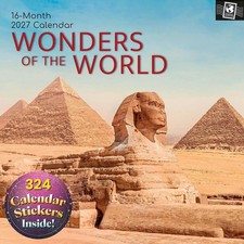 2027 Square Wall Calendar- Wonders of the World 12 x 12 Inch, 16-Month