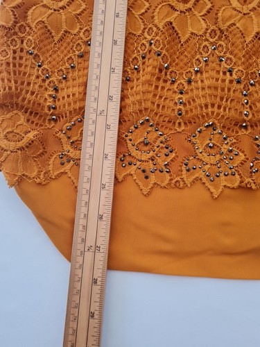 Ladies Beaded Top Shuang Qin Size 2XL Mustard Lace 30022 - Picture 9 of 13