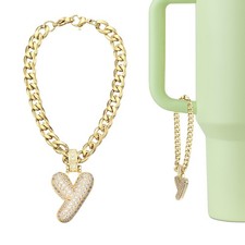 Letter Charm for Stanley Tumbler Cup, Bubble Cute Initial Y Letter Charm, Gold