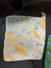 New 2 Matching Hand Crocheted Pot Holder Hot Pads Double Thick BLUE YELLOW WHITE — photo 4
