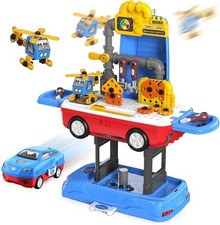 Kids Tool Set, Work Tool Bench with 69 Realistic Toy Tools and Accessories, Tran