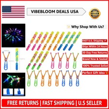 Family Fun 12-Pc LED Slingshot Helicopter Set - Perfect Nighttime Adventures 