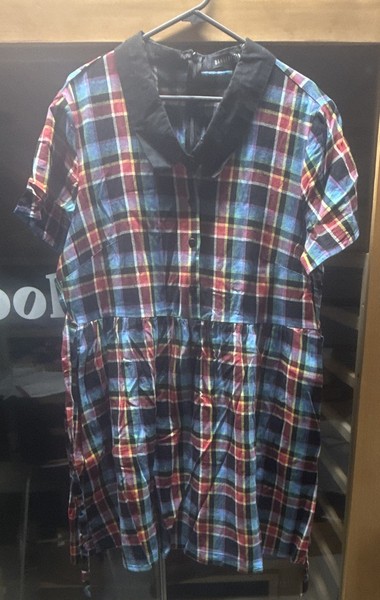 Dangerfield Shirt Dress Womens Size 18 Plus Plaid Collared Button Cotton Woven