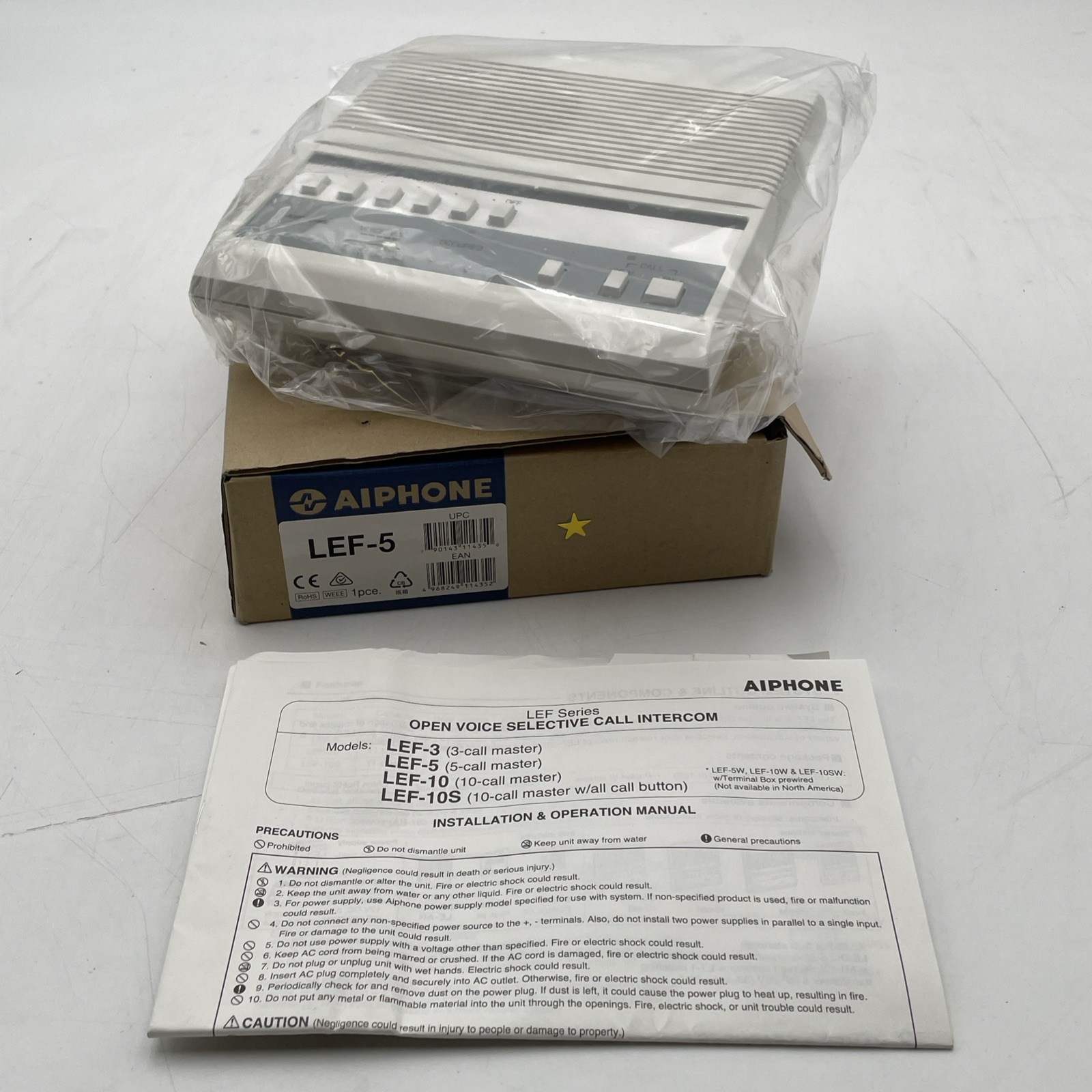 Aiphone LEF-5 Open Voice Selective Call Master Station 5-Call Intercom