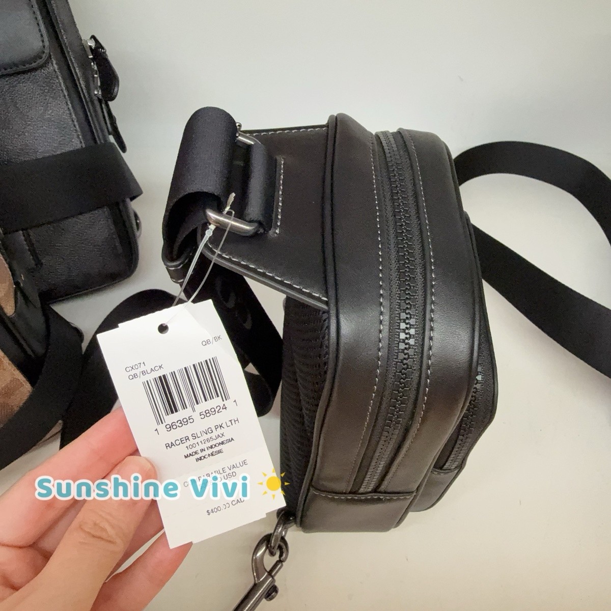 NWT COACH CX071 Racer Sling Pack Leather Backpack Bag Gunmetal