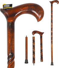 Wood Cane 36 Inches Natural Classic Wood Walking Stick Fancy Canes Ergonomic