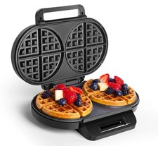 VonShef Double Waffle Maker - Non-Stick Round Belgian Waffle Machine, 1200W