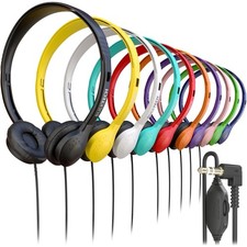10 Pack Bulk Wired On-Ear Headphones Leather 3.5mm Jack Volume Remote