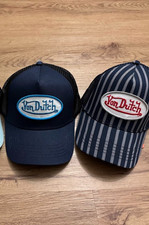 2x Von Dutch Hat Cap Snap Mesh Trucker Patch One Size Blue White Stripe