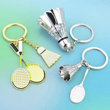 Racket Pendant Keychain Creative Metal Mini Shuttlecock Sports Keyring