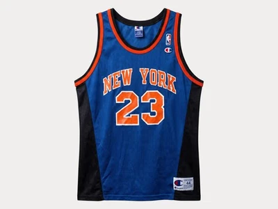 Maillot Champion New York Knicks Marcus Camby #23 taille L/44 bleu noir orange - Photo 1/4
