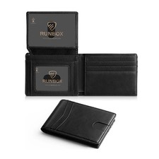 Men's Wallet Ultra Thin Rfid Leather with ID Window Multi Card Carbon