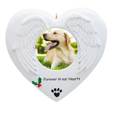 Dog Photo Frame Memorial - Personalized Christmas Ornament - Forever in Our H...