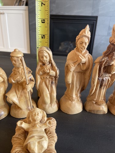 Hand carved Olive Wood 11 Pc Nativity Set Christmas Decor Christian - Picture 15 of 24