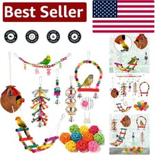 17-Piece Multicolor Bird Toy Set: Safe Climbing Ladders  Swings for Small Birds