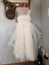 First Communion Dress Girl Flower Girl Floral Lace Dress Size 7/8 Girl White New