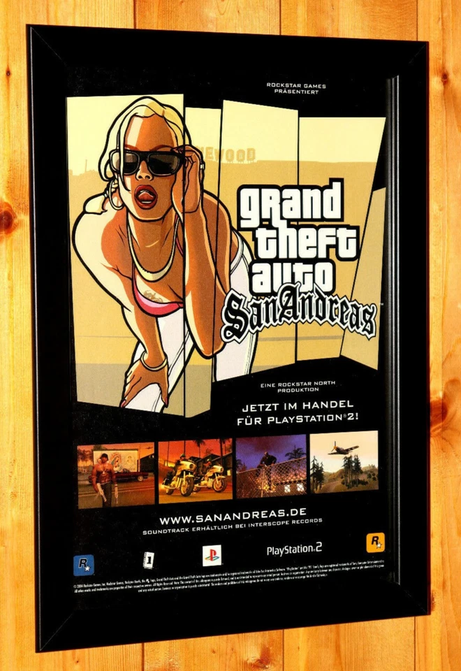 2004 Grand Theft Auto San Andreas PS2 Vintage Werbeblatt Poster / Ad Page Framed - Bild 3 von 4