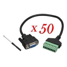 50x DB9 D-SUB 9-Pin Female To 8 Pin Bolt Screw Terminal Adapter Connector Cable