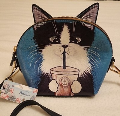 Brentano Cat Vegan Leather Crossbody Purse Bag NWT Adjustable Strap 3D Cat Ears