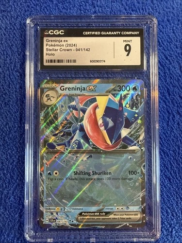 Pokemon Greninja EX Holo #41/142 Stellar Crown 2024 CGC 9 Mint