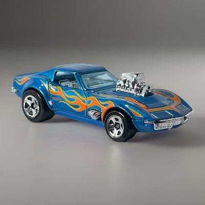 Hot Wheels 50th Gas Monkey Garage Blue  68  Chevy Corvette Flames Diecast Car
