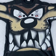 Vintage Looney Tunes Taz Bugs Bunny Shirt Large Big Print Freeze Cartoon 90s Tee