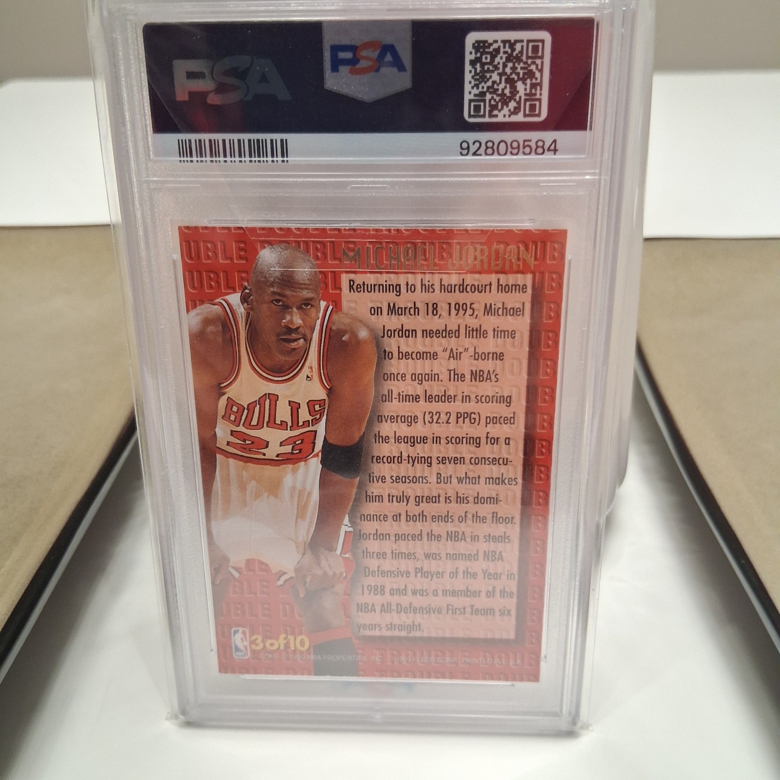 1995-96 Fleer Ultra #3 Michael Jordan Double Trouble -PSA 8- view 2