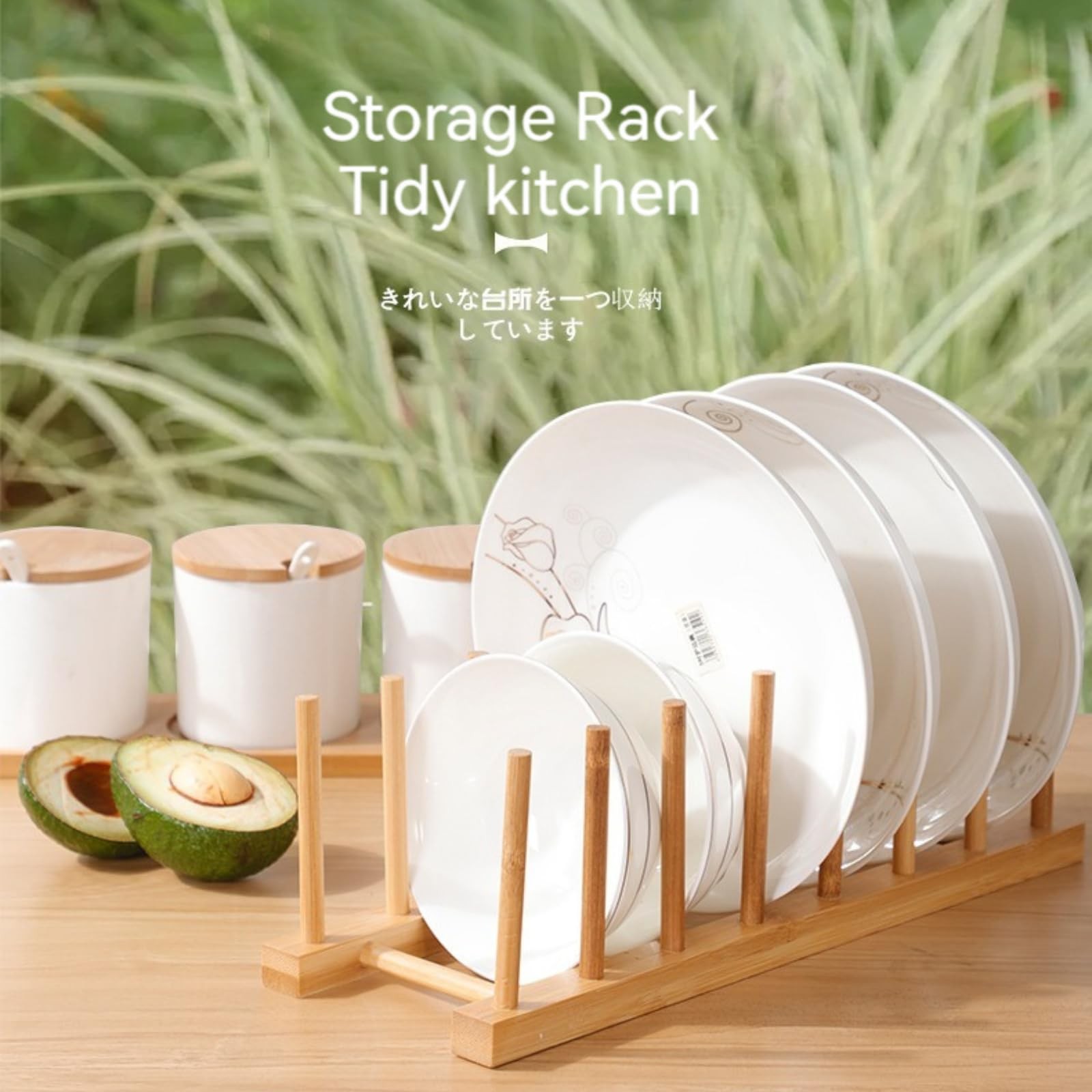 Bamboo Dish Drying Rack, Plate Rack Holder, Kitchen Organizer for Dish/Cup/Pl...
