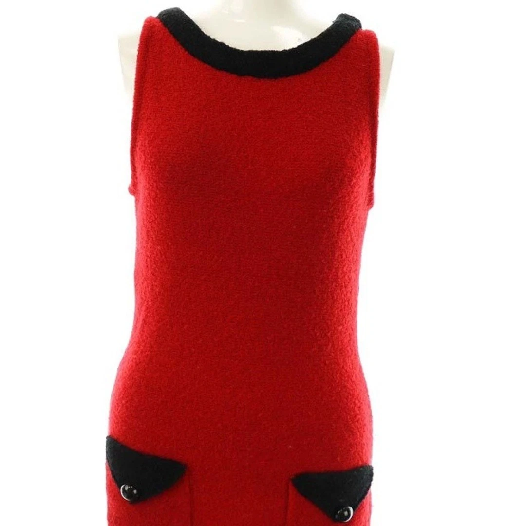 Abito Boutique Moschino Bicolore Bouclé Maglia Mimore Lungo Senza Maniche Lana I38