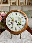 Vintage Westclox Orchard Fruits Wall Clock Wooden Frame Rustic Farmhouse Kitchen