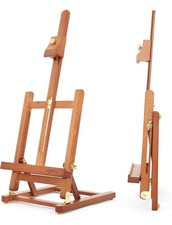 VISWIN 25" H Small H-Frame Tabletop Easel, Adjustable Beech Wood Art Table Top E