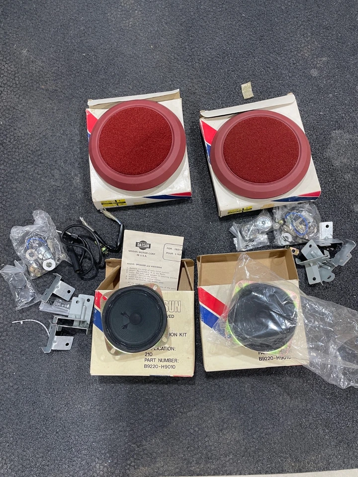 DATSUN 210 Speaker Install Kit & Front Speaker Cover Grille Model 200SX Red NOS - Image 2 of 4