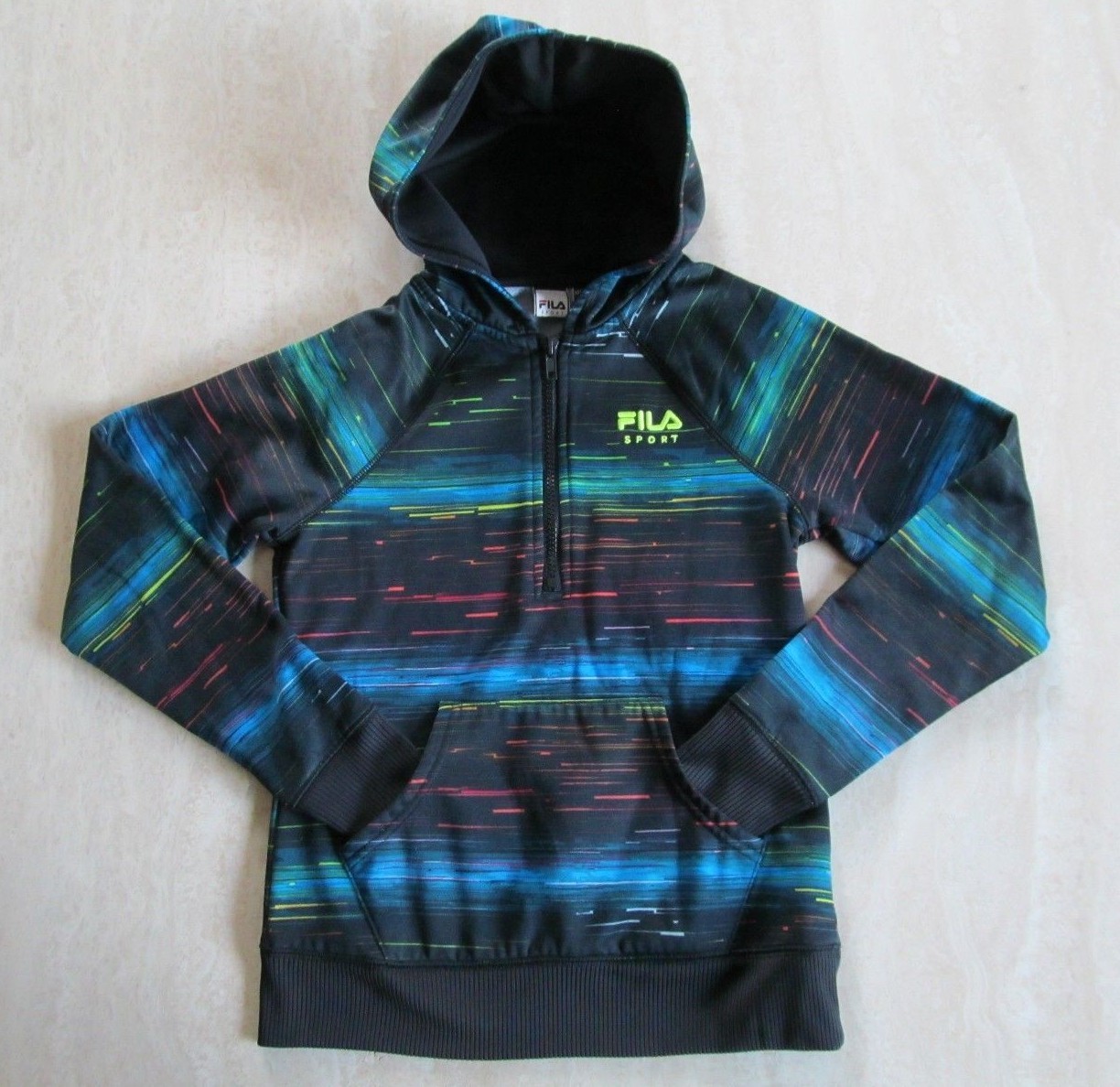 FILA SPORT Girls XS (7 8) Poly Hoodie Pullover Jacket 1 4 Zip Multi Color NICE!!