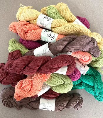 YARN DISCONTINUED 2 yarn lot hanks UNIVERSAL GOOD EARTH cotton linen #4 Medium