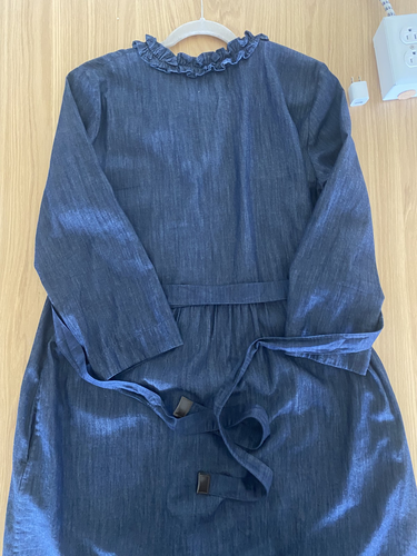 S Max Mara Indigo Denim Ruffle Trim Cotton Dress - Sz 12 So cute!! - Picture 3 of 9