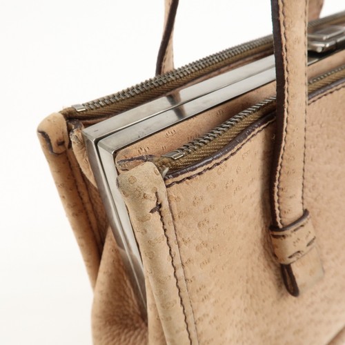 Authentic PRADA Logo Suede Clasp Tote Bag Hand Bag Beige BR1935 F/S - Picture 16 of 24