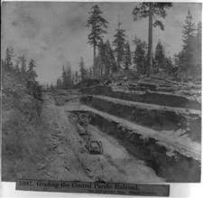 8" x 10" Photo Placer County Calif. The Cut at Owl Gap Grading The Central