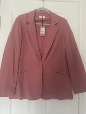 Hush Pink Crinkle Cotton Blazer Bnwt Size 12