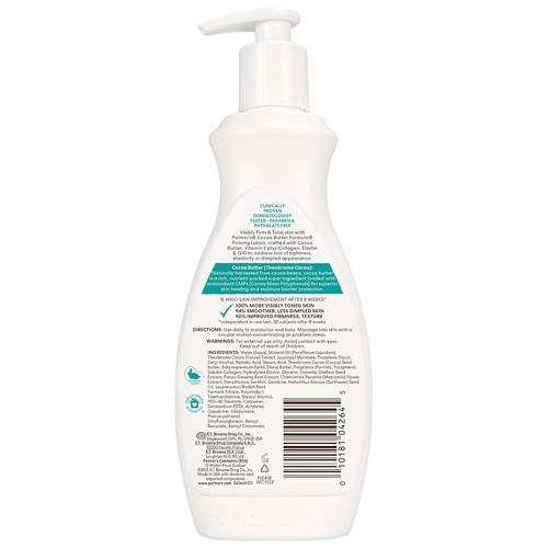 Fórmula de manteca de cacao loción corporal reafirmante para la piel, botella de bomba de 13,5 OZ, tonificante y T... - Imagen 3 de 11
