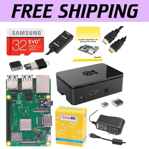 Raspberry Pi 3 B+ Kit - 32GB EVO+ Micro SD, Noise-Filtered Power Supply & More