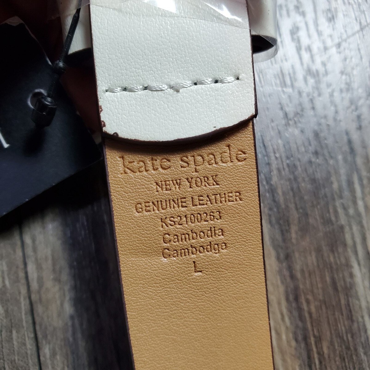 Kate Spade New York Women Studded Cream Leather Casual Belt 