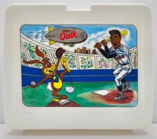 Vintage Nestle Quik Chocolate Milk Bunny Lunchbox White Plastic Braves Baseball