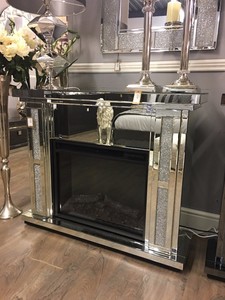 Diamond Glitz Crystal Mirror Electric Fire Fireplace Surround