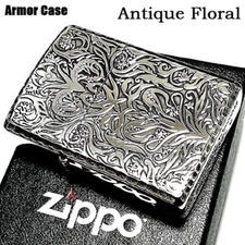 Zippo Armor Antique Floral Corner Luter Processing Silver Ibushi Finish